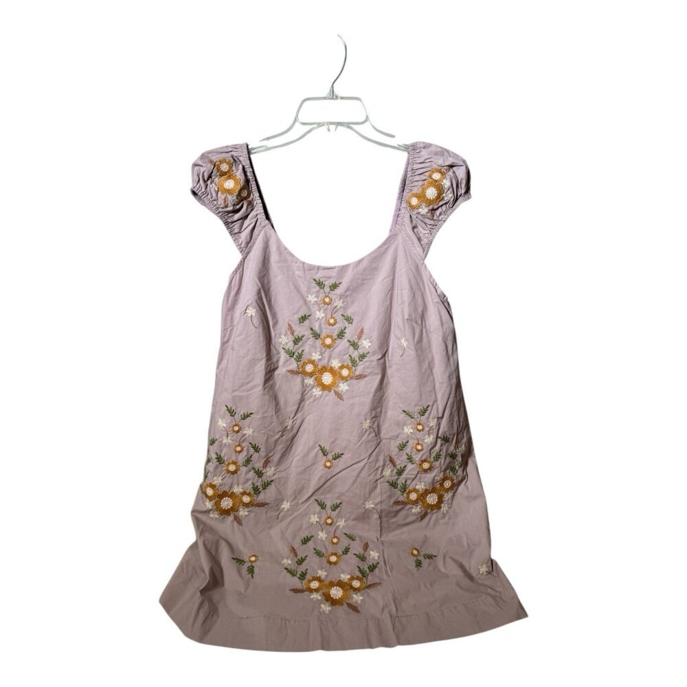 Mable Cap Ruched Sleeve Embroidered Mini Dress - dusty mauve NWT Size Small